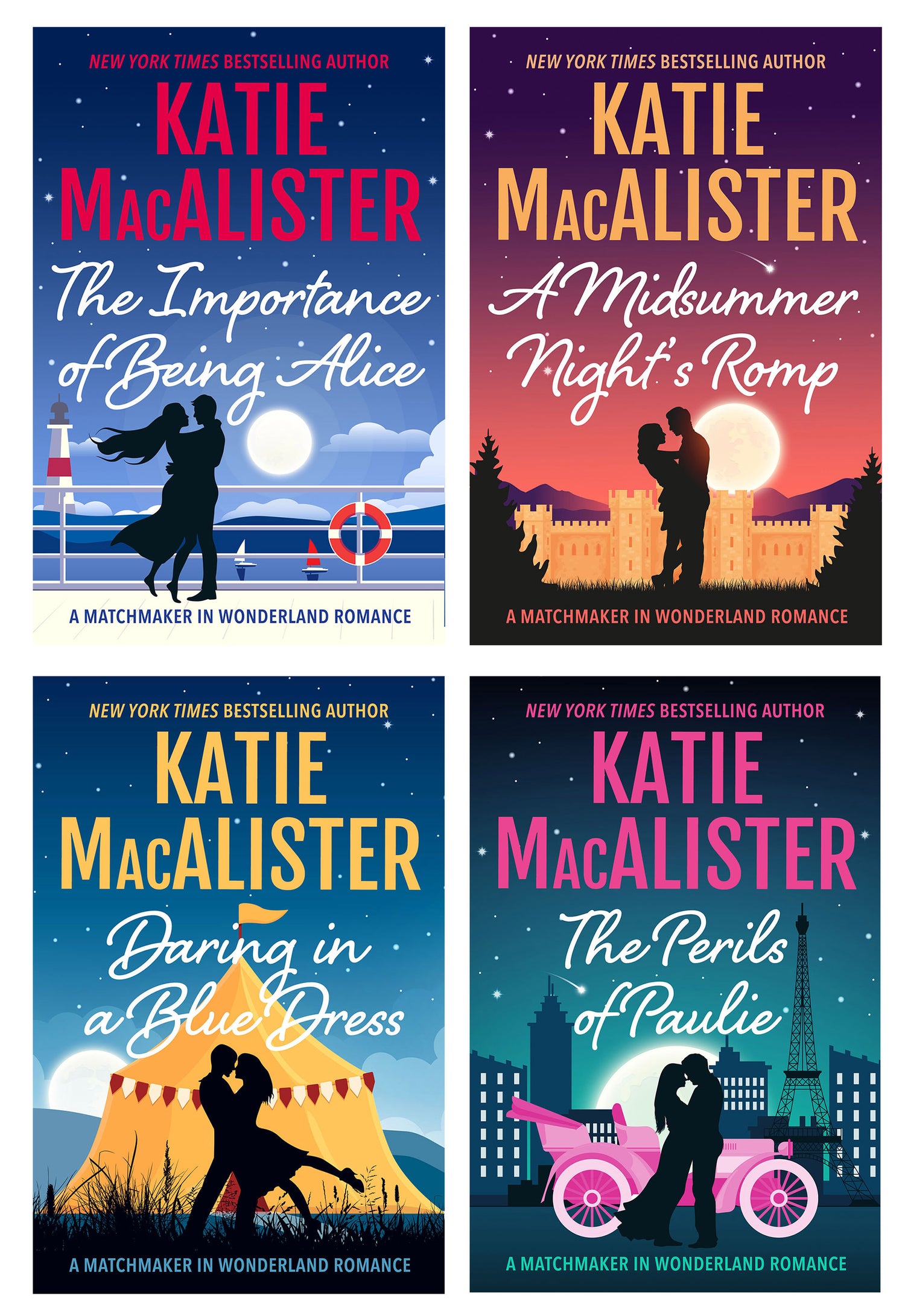 Four covers for the four Matchmaker in Wonderland books